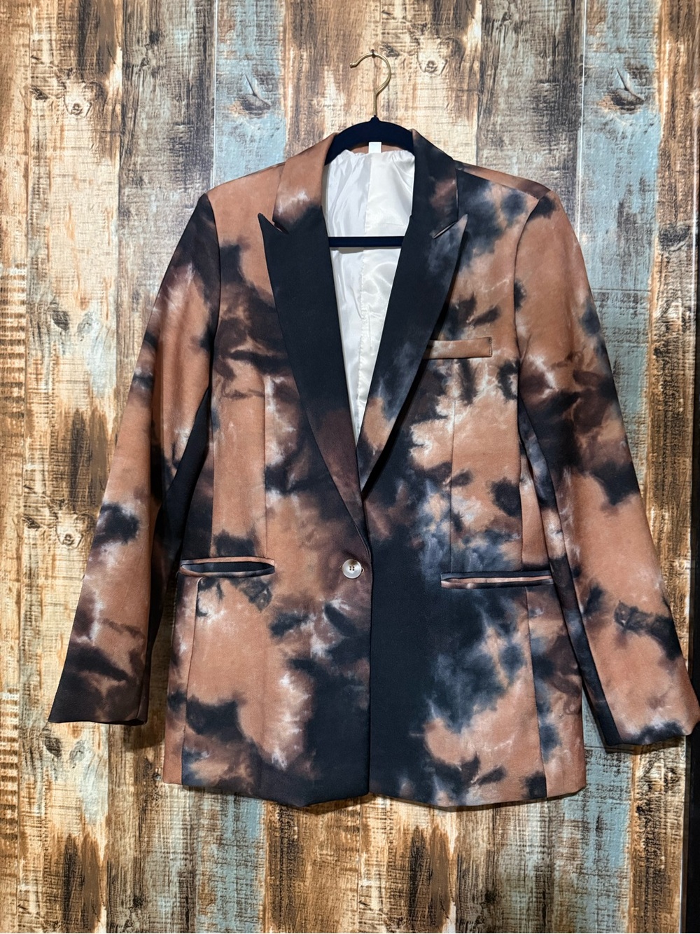 Source Unknown Brown & Black Tie-Dye Blazer